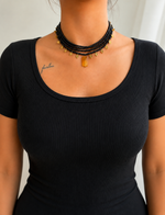 Load image into Gallery viewer, Noir Amber Beaded Choker- Citrine stone