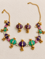 Load image into Gallery viewer, Handcrafted Multicolor Kundan Necklace Set with Matching Stud Earrings