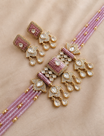 Load image into Gallery viewer, Blush Pink Crystal Beaded Choker Necklace Set
