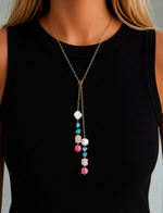 Load image into Gallery viewer, Gold Chain Multi Bead Lariat Necklace