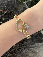 Load image into Gallery viewer, Luxury Gold Link Charm Bracelet with Multicolor Crystal Rings