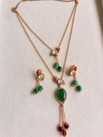 Load image into Gallery viewer, Ruby Royale Dual-Layer Pendant Necklace Set