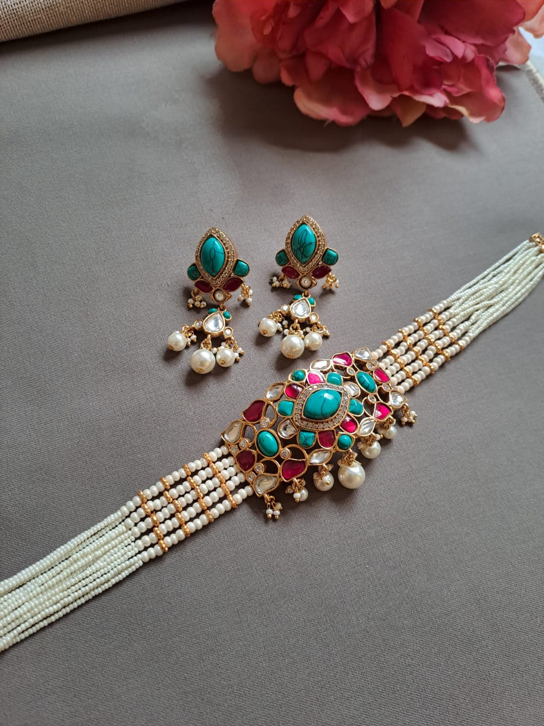 Multi-Strand Pearl Statement Choker Set