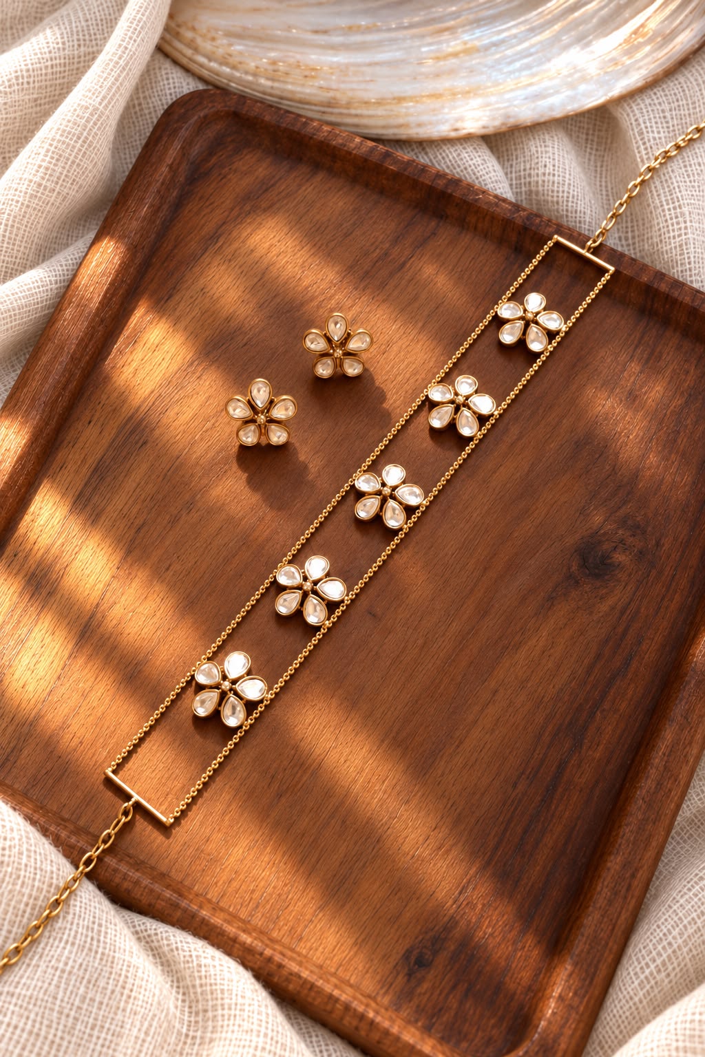 Kundan style choker set with stud earrings