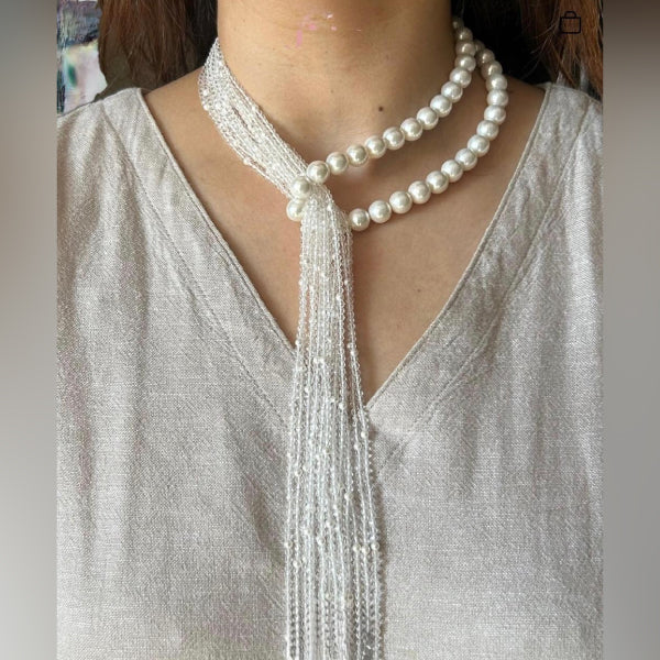 Pearl Cascade Scarf Necklace