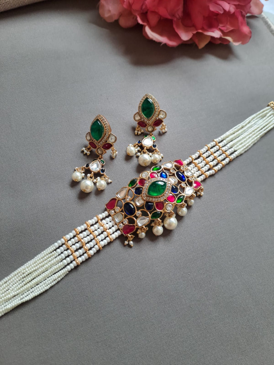 Multi-Strand Pearl Statement Choker Set