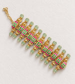 Load image into Gallery viewer, Floral Jadau Link Bracelet with Bead Drops
