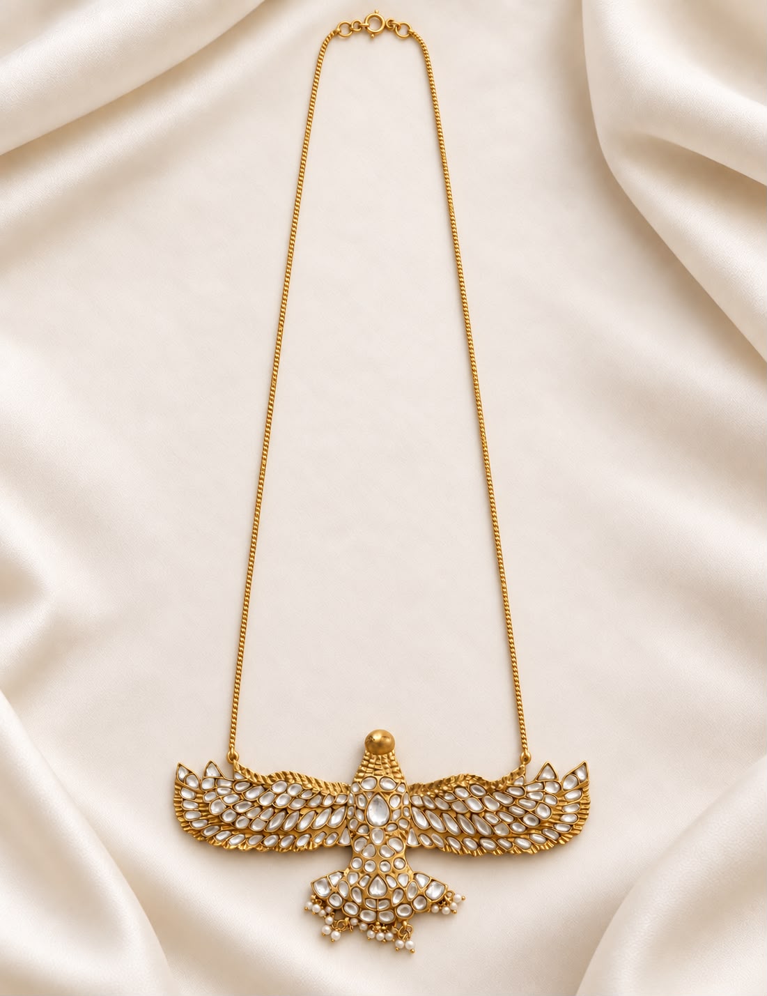Bird motif stone set statement necklace