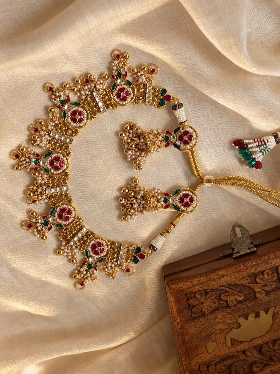 Gulnaar Pearl Kundan Choker Set