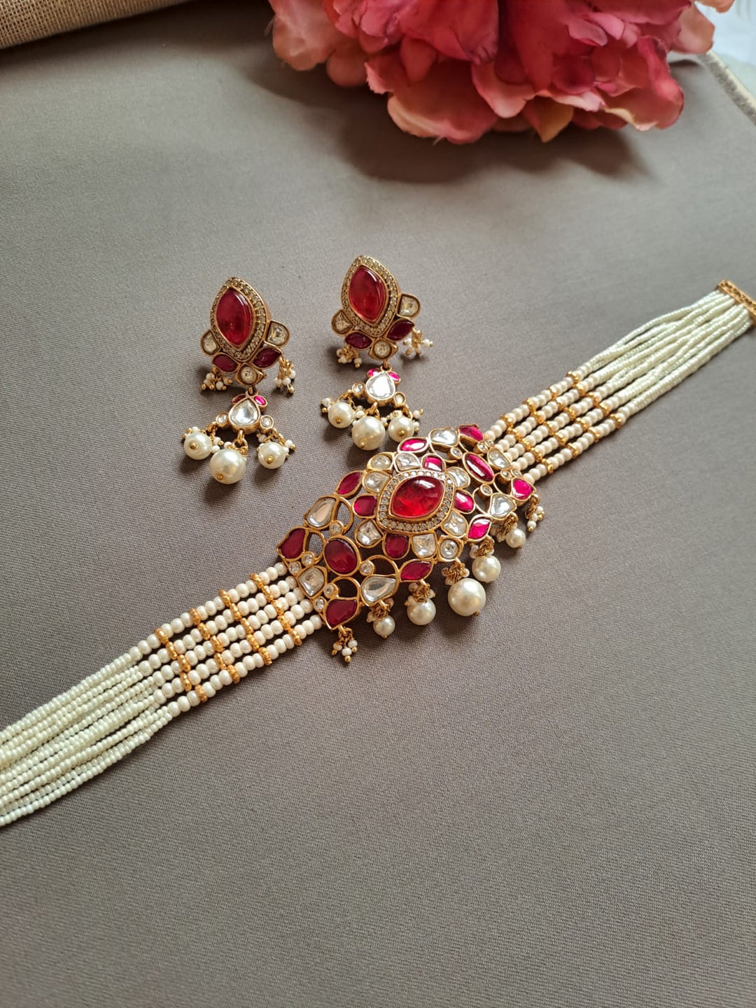 Multi-Strand Pearl Statement Choker Set
