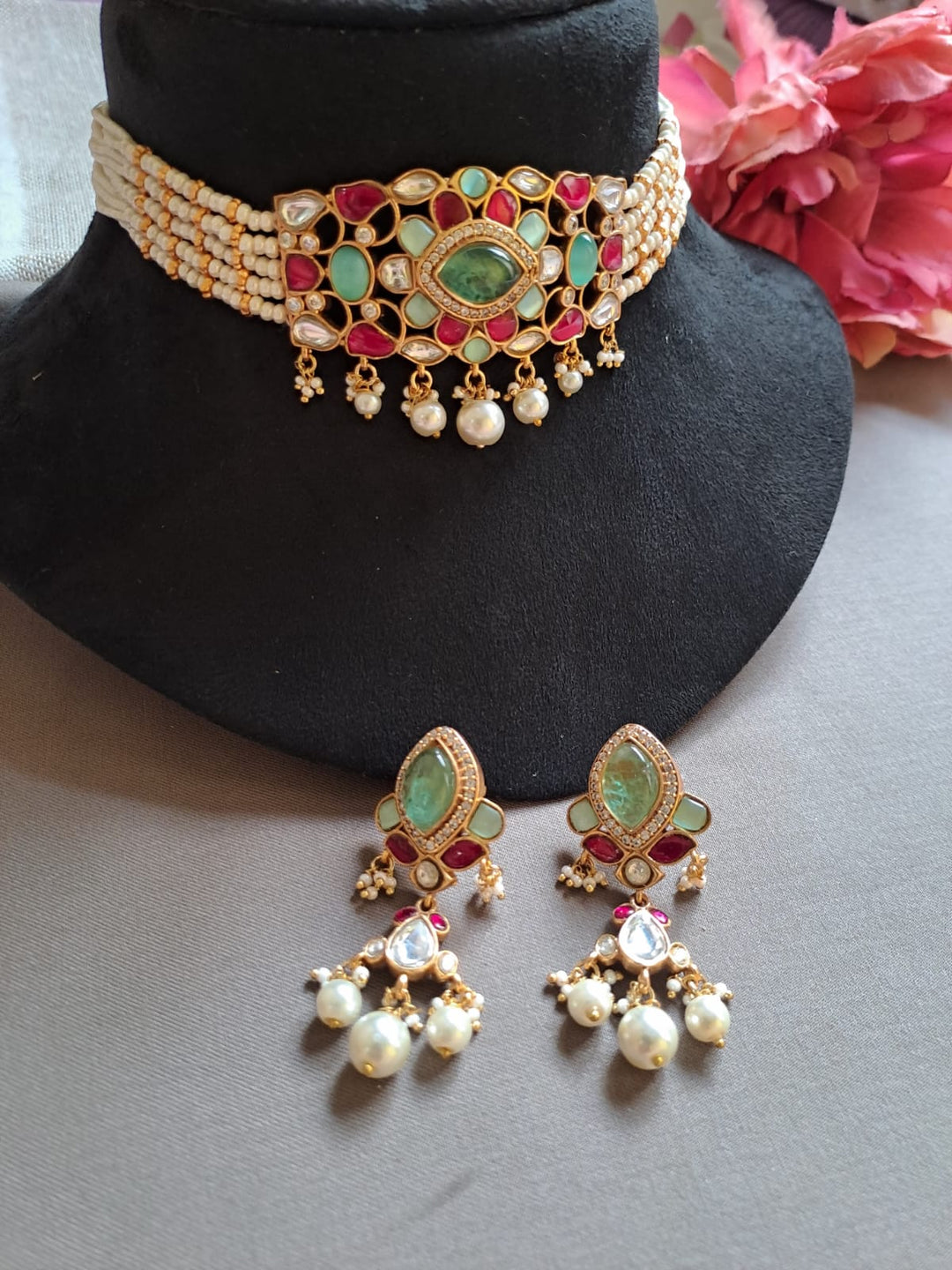 Multi-Strand Pearl Statement Choker Set