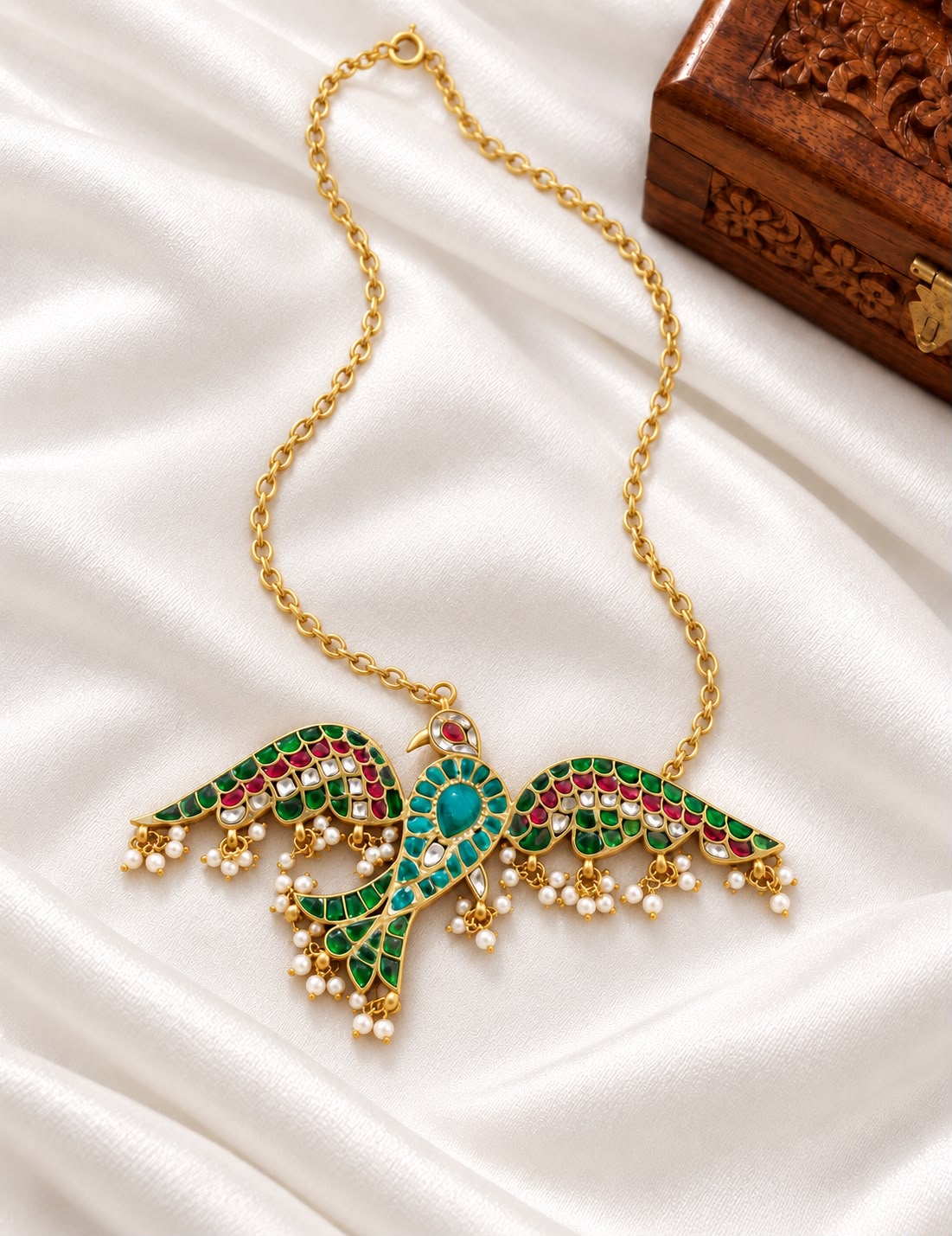 Kundan statement pendant necklace