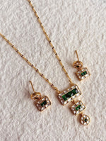 Load image into Gallery viewer, Geometric Stone-Set Pendant Necklace with Earrings
