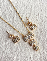 Load image into Gallery viewer, Geometric Stone-Set Pendant Necklace with Earrings
