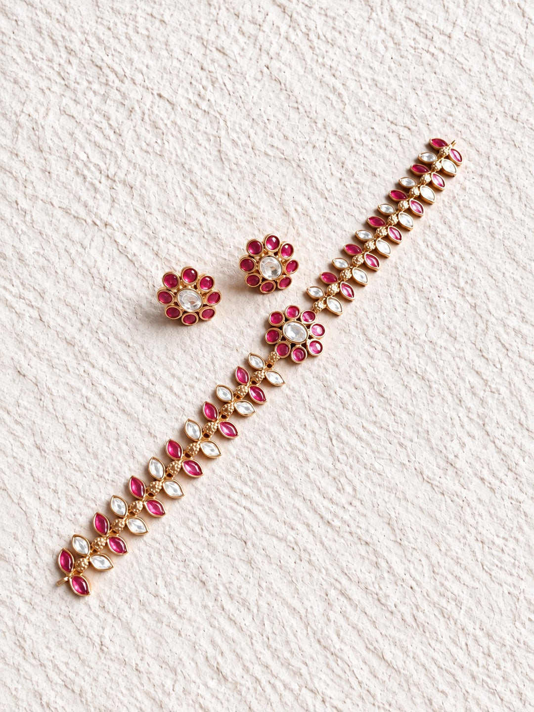 Elegant Stonework Band & Stud Set