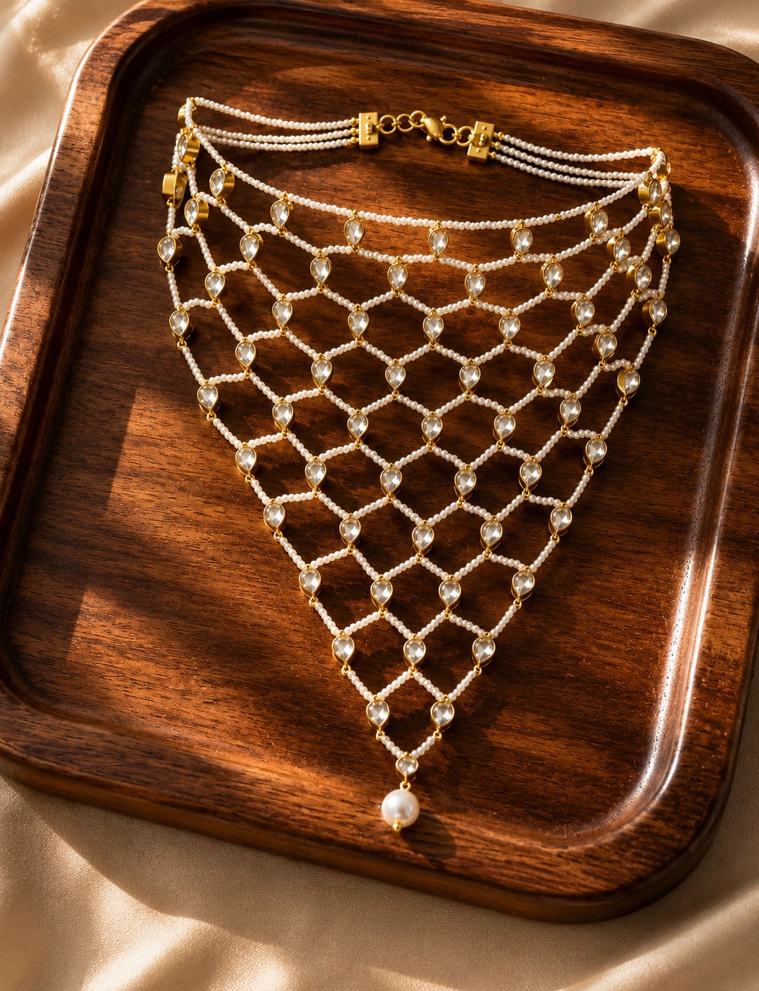 Pearl &amp; Kundan Statement Choker Set