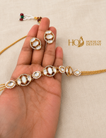 Load image into Gallery viewer, Gold-Tone Kundan Bracelet &amp; Stud Earrings Set
