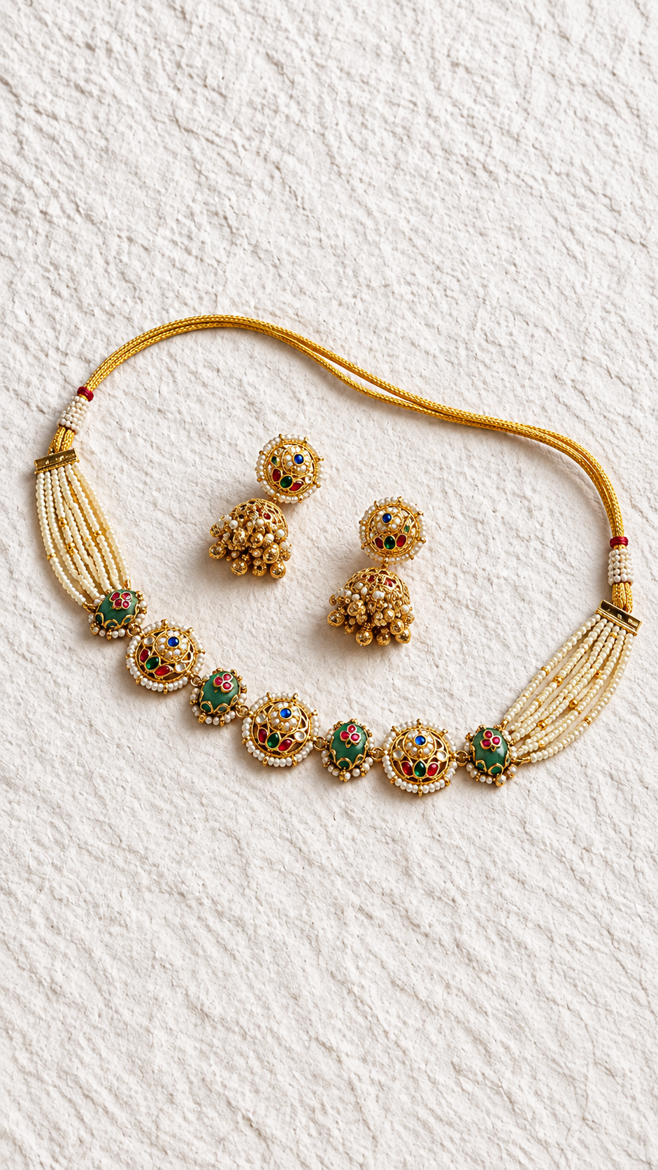 Pearl Strand Kundan Necklace Set
