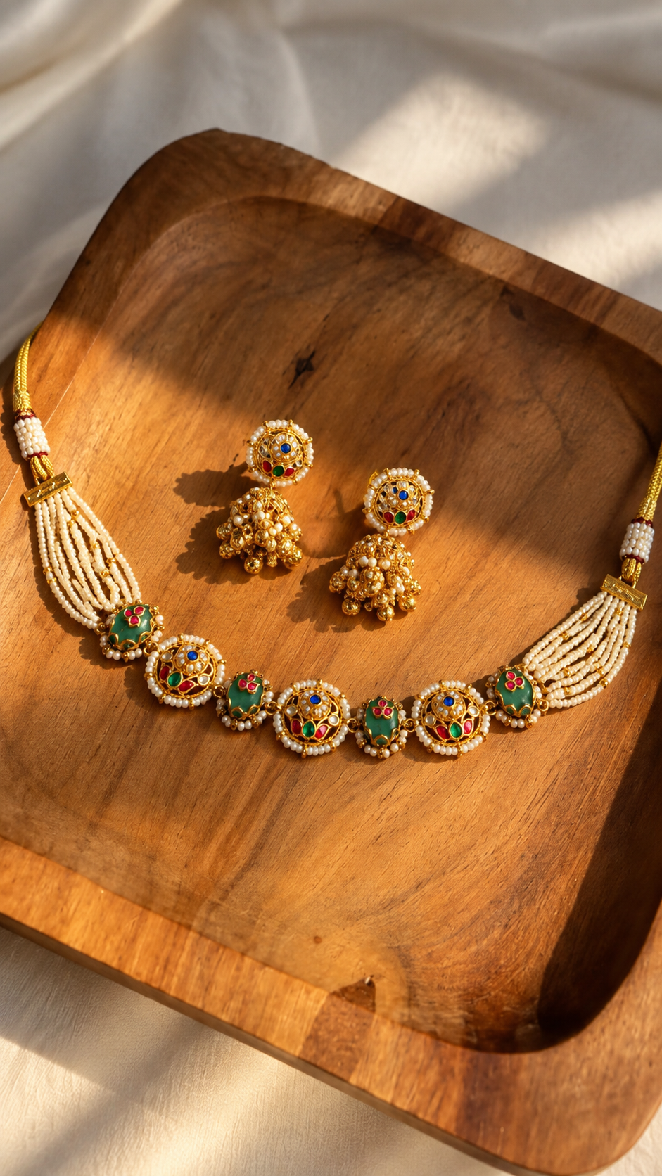Pearl Strand Kundan Necklace Set