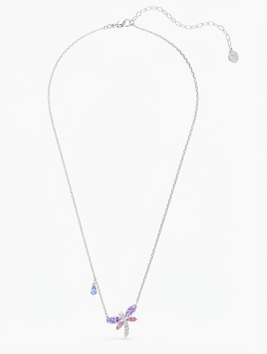 Luxury dragonfly crystal pendant necklace