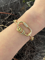 Load image into Gallery viewer, Luxury Gold Link Charm Bracelet with Crystal Spacer Rings
