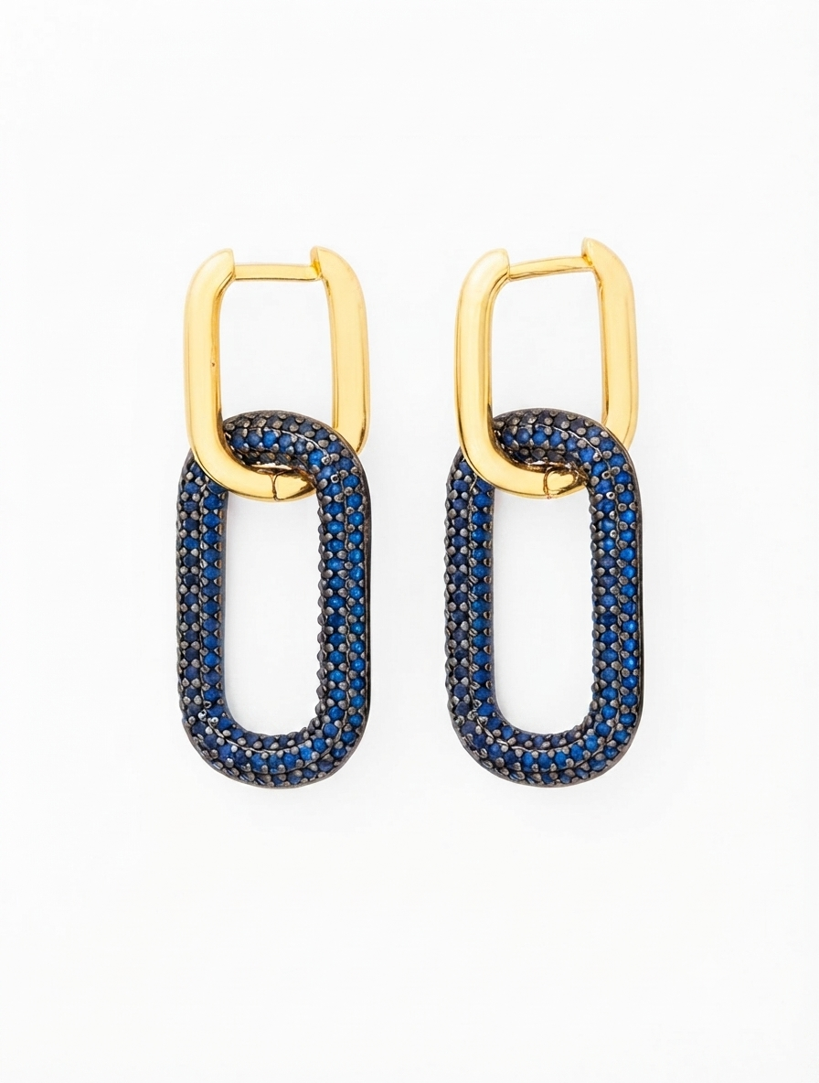Luxury pink crystal link drop earrings