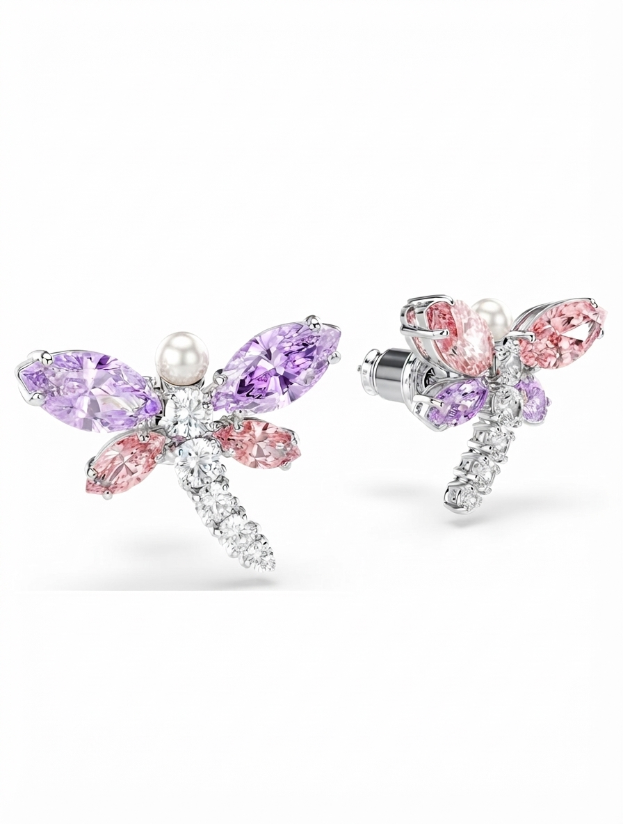Luxury Crystal Dragonfly Stud Earrings