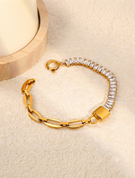 Load image into Gallery viewer, Luxury Gold-Tone Crystal Link Chain Bracelet

