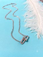 Load image into Gallery viewer, Silver Crystal Lock Pendant Necklace

