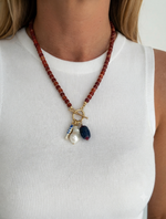 Load image into Gallery viewer, Handcrafted Brown Seed Bead Charm Necklace
