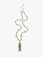 Load image into Gallery viewer, Bohemian Green Jade Fish Pendant Beaded Necklace
