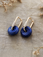 Load image into Gallery viewer, Luxury Blue Natural Stone Lock Hoop Earrings
