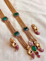Load image into Gallery viewer, Royal Lion Motif Layered Chain Pendant Necklace Set with Stud Earrings
