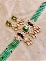Load image into Gallery viewer, Emerald Luxe Multi-Strand Kundan Necklace Set
