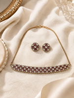 Load image into Gallery viewer, Noor Ruby-Tone &amp; Clear Stone Choker
