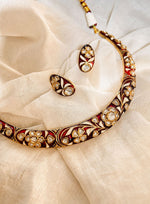 Load image into Gallery viewer, Floral Enamel Choker Set with Matching Earrings
