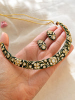 Load image into Gallery viewer, Floral Enamel Choker Set with Matching Earrings
