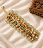 Load image into Gallery viewer, Floral Jadau Link Bracelet with Bead Drops
