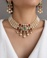 Load image into Gallery viewer, Multi-Strand Pearl Statement Choker Set
