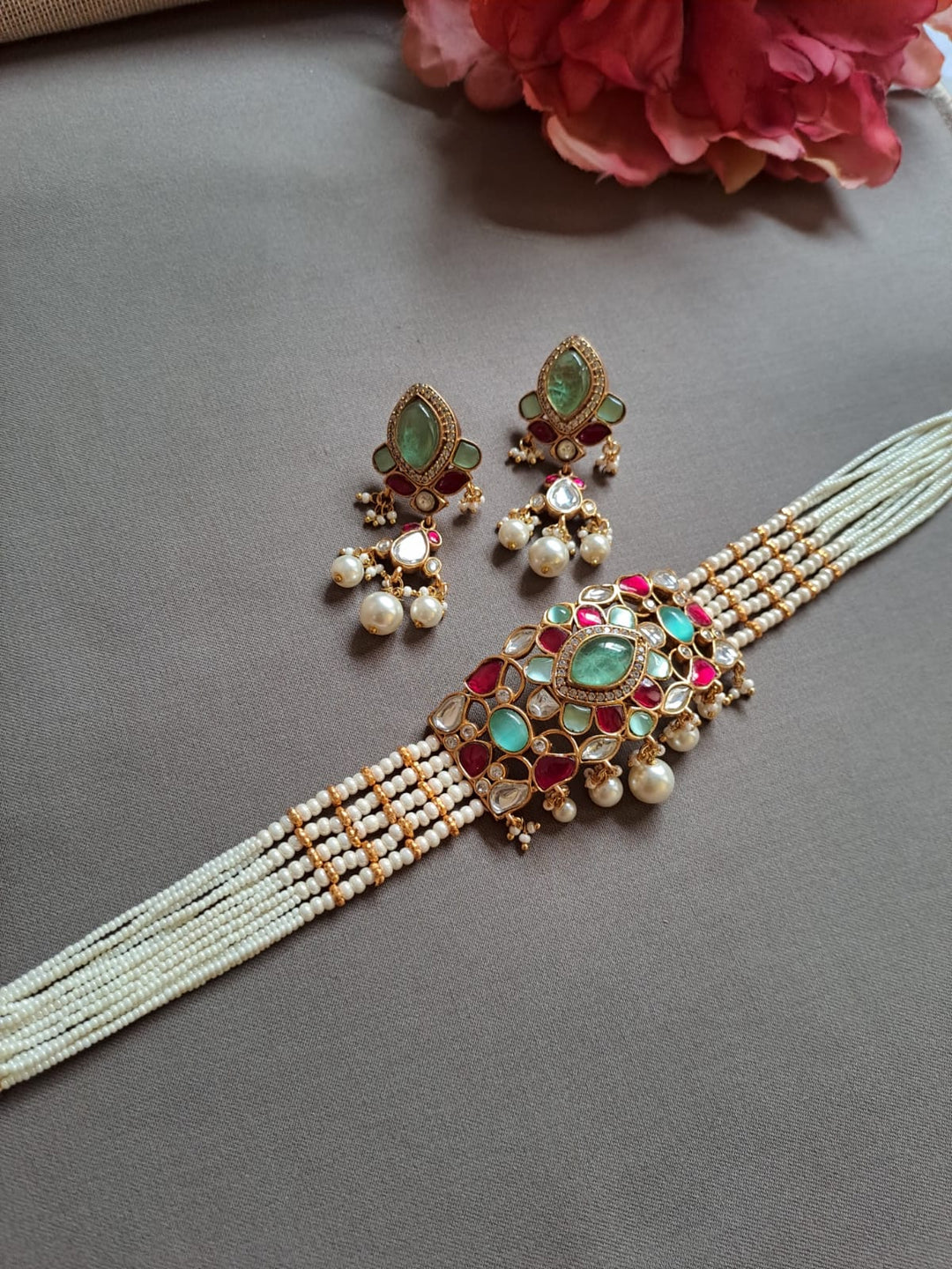 Multi-Strand Pearl Statement Choker Set