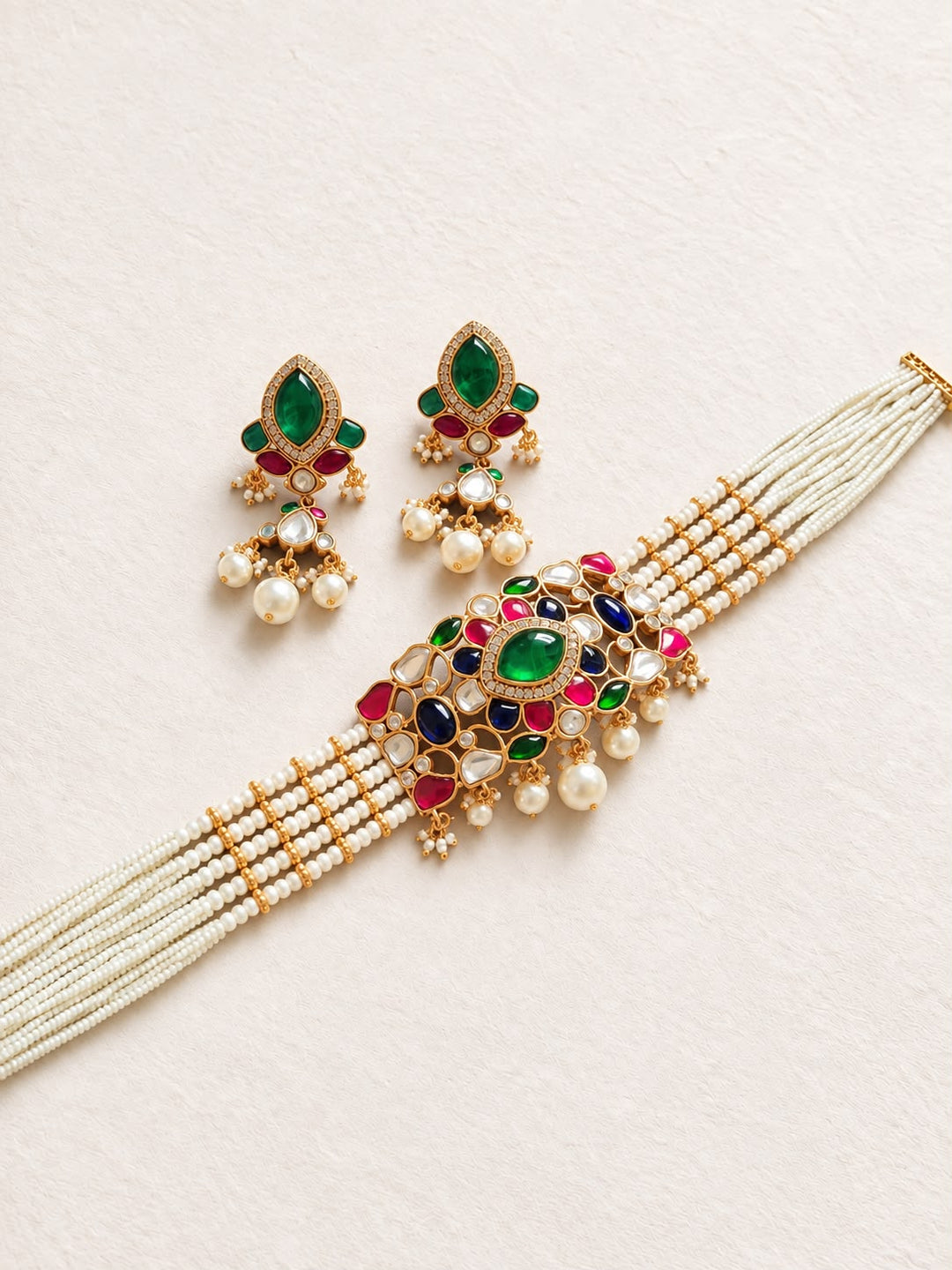 Multi-Strand Pearl Statement Choker Set
