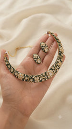 Load and play video in Gallery viewer, Floral Enamel Choker Set with Matching Earrings
