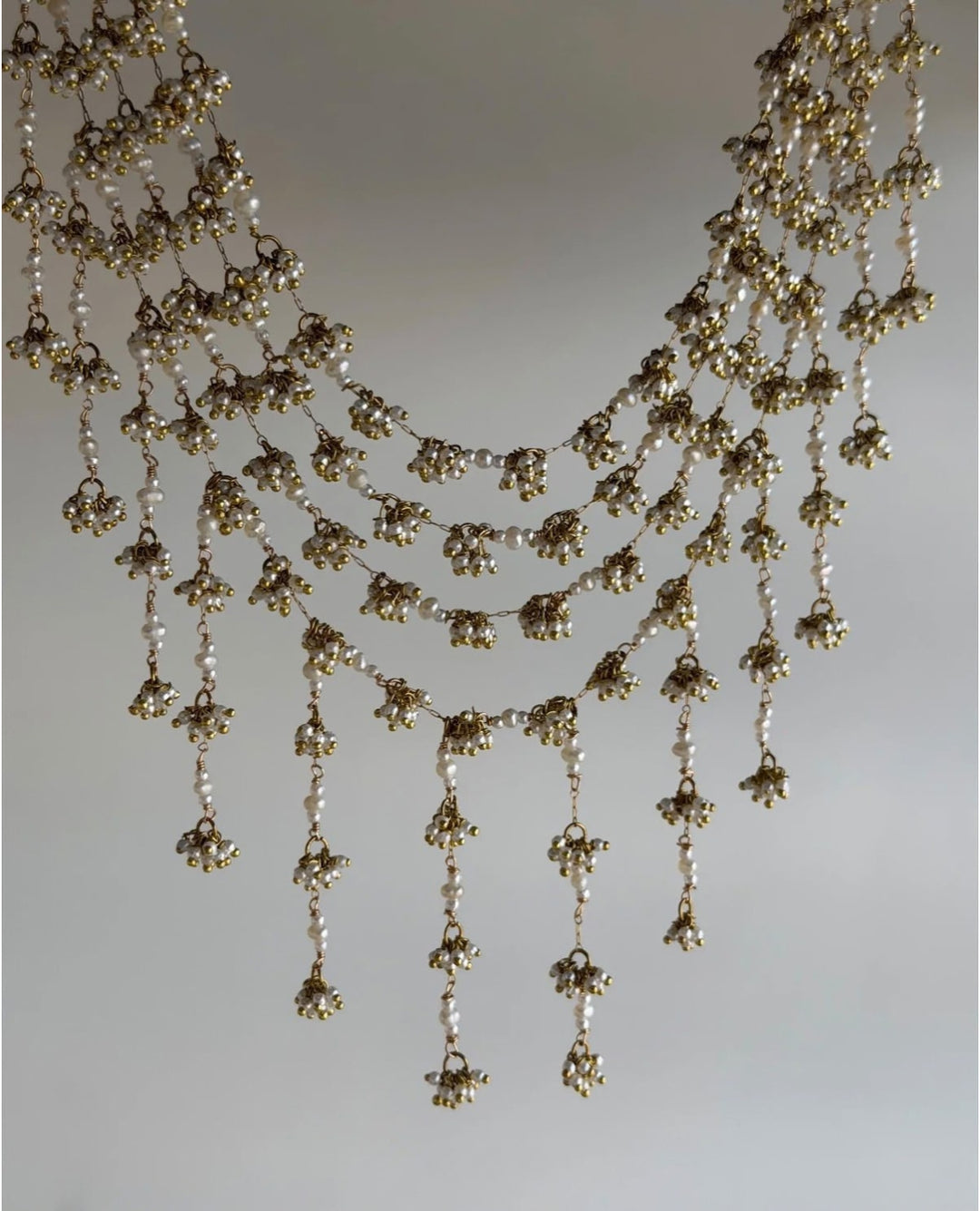 Multi-Tier Draped Pearl-Style Statement Necklace